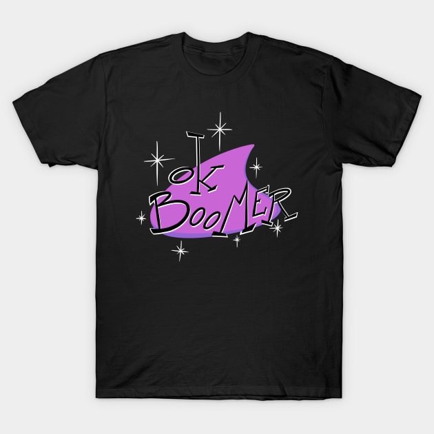 Ok Boomer purple (Googie 60's Style) T-Shirt by BruhEmporium